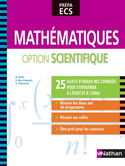 Mathématiques - option scientifique 25 sujets d'oraux hec corrigés - Image principale