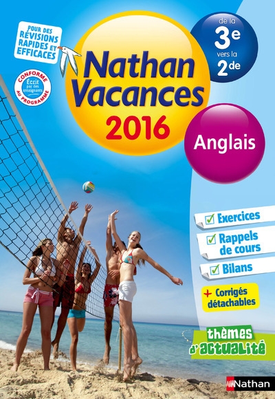 Cahier de vacances 2016 collège monomatière anglais 3è/2de - Image principale
