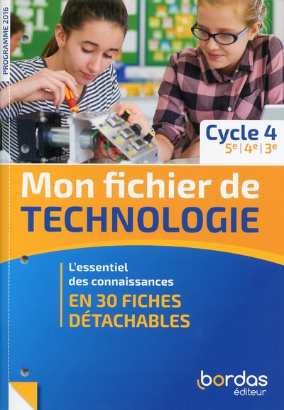 Mon fichier de technologie cycle 4 2019 - livret de fiches élève - Image principale