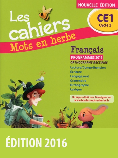 Mots en herbe français ce1 2016 cahier élève - Image principale