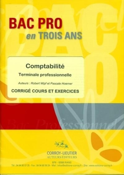 Bac pro en trois ans - comptabilité terminale professionnelle - corrigé cours et exercices - Image principale