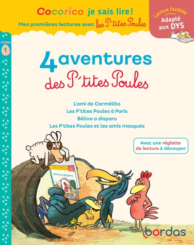 Cocorico je sais lire ! 1res lectures - 4 aventures p'tites poules - niveau 1 - dys - Image principale