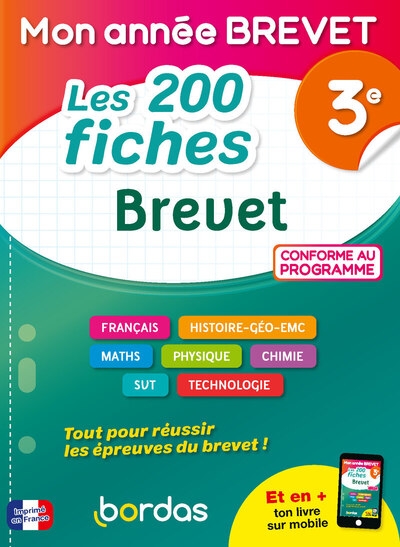 Mon année brevet les 200 fiches brevet 3e - Image principale