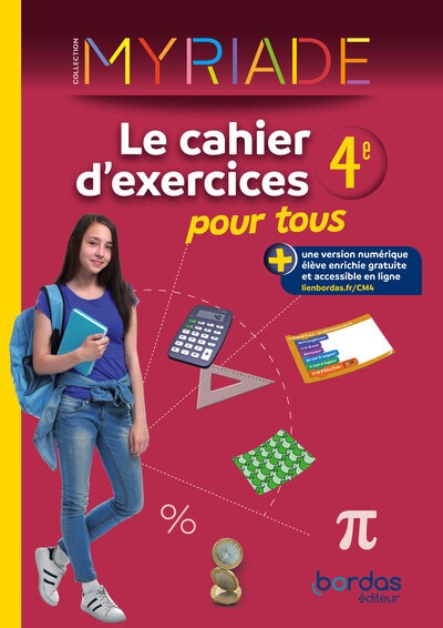 Myriade - maths 4e - 2024 - cahier d'exercices pour tous - Image principale