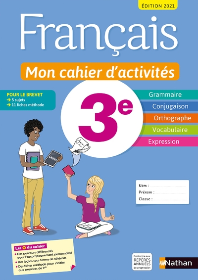 Français - mon cahier d'activités 3e - elève 2021 - Image principale
