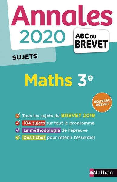 Annales brevet 2020 maths 3e - sujets - Image principale
