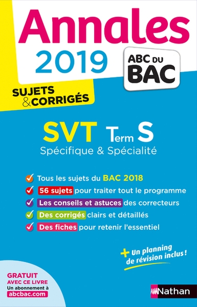 Annales bac 2019 svt terminale s spé&spé - corrigé - Image principale