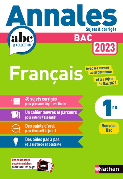 Annales bac 2023 français 1ère corrigés - Image principale