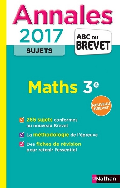 Annales brevet 2017 maths 3e - sujets - Image principale