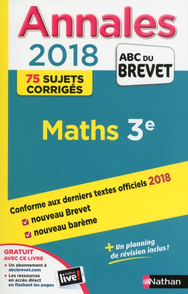 Annales brevet - maths 3e - corrigés - 2018 ne - Image principale