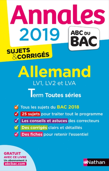 Annales bac 2019 allemand lv1, lv2 et lva term toutes séries - sujets et corrigés - Image principale