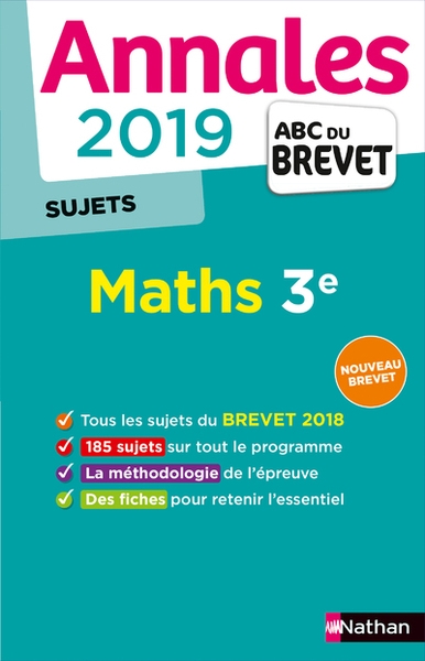 Annales brevet 2019 maths 3e - sujets - Image principale