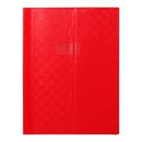 Protège-cahier+Marque-page grain madras 22/100ème 24x32 rouge + porte étiquette - Image principale