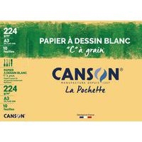 pochette Canson® papier à dessin blanc C à grain A3 10 feuilles 224g/m² - Image principale