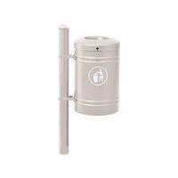 Poubelle Guyenne sur poteau pommeau Agora 40 L avec seau - gris 7044 - Image principale