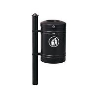 Poubelle Guyenne sur poteau pommeau Agora 40 L avec seau - noir 9005 - Image principale