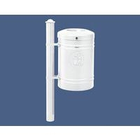 Poubelle Guyenne sur poteau pommeau Agora 40 L avec seau - blanc 9010 - Image principale