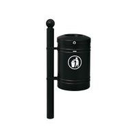 Poubelle Guyenne sur poteau pommeau Boule 40 L avec seau - noir 9005 - Image principale