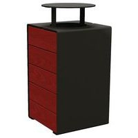 Poubelle Kub 120 L acier/bois avec couvercle - noir 9005/acajou - Image principale