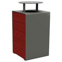 Poubelle Kub 120 L acier/bois avec couvercle - gris Procity/acajou - Image principale