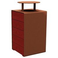 Poubelle Kub 120 L acier/bois avec couvercle - aspect corten/acajou - Image principale