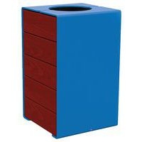 Poubelle Kub 120 L acier/bois - bleu 5010/acajou - Image principale