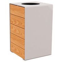 Poubelle Kub 120 L acier/bois - gris 7044/chêne clair - Image principale