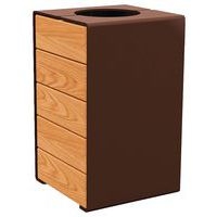 Poubelle Kub 120 L acier/bois - marron 8017/chêne clair - Image principale