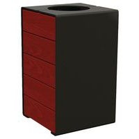 Poubelle Kub 120 L acier/bois - noir 9005/acajou - Image principale