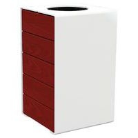 Poubelle Kub 120 L acier/bois - blanc 9010/acajou - Image principale