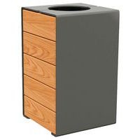 Poubelle Kub 120 L acier/bois - gris Procity/chêne clair - Image principale