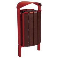 Poubelle Silaos 50L acier/plastique recyclé scellmnt marron/rouge 3004 - Image principale