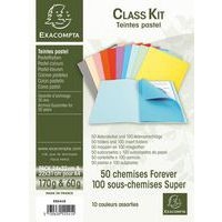Lot de 50 chemises dossier 170g + 100 sous chemises 60g couleurs pastel assorties - Image principale