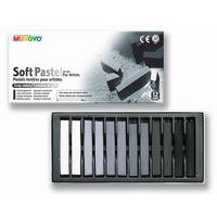 Boîte 12 pastels tendres Mungyo Camaieu de gris 66 mm - Image principale