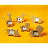 Assortiment 6 mini cadres en médium animaux - Image principale