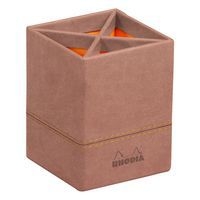 Pot à crayons simili cuir italien 8 x 8 x 11 cm bois de rose - Image principale