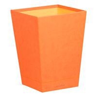 Corbeille à papier simili cuir italien tangerine 24x24x32 cm - Image principale