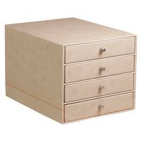 Trieur 4 tiroirs simili cuir italien beige 24,8x32,7x22,8 cm - Image principale