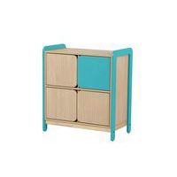 Meuble Lili hauteur 98 cm 2 colonnes 4 portes coloris bleu turquoise - Image principale