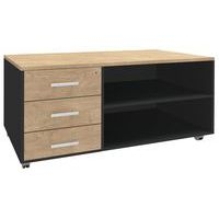 Console mobile Urbano 3 tiroirs 120x60 cm carbone/chêne clair - Image principale