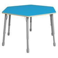 Table Eko hexagonale ø 140 cm réglable T3 à T6 - bleu - Image principale
