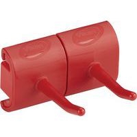 Lot de 5 Support mural hygiénique - Double crochet - 8,3cm - Rouge - Image principale