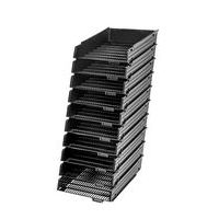 Corbeille à courrier ajourée antichoc souple, dim. 34x25x6,5 cm (Ensemble de 10) - Noir - Image principale