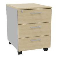 Caisson mobile bois 3 tiroirs rangement alu/chêne - Image principale