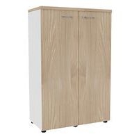 Armoire portes battantes haut. 134 cm blanc/orme - Image principale