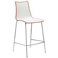 Lot de 2 tabourets Zebra hauteur 65 cm blanc/orange - chromé - Image principale