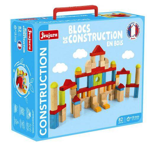 Illustration de : Blocs de construction bois (82 pièces) - Jeujura