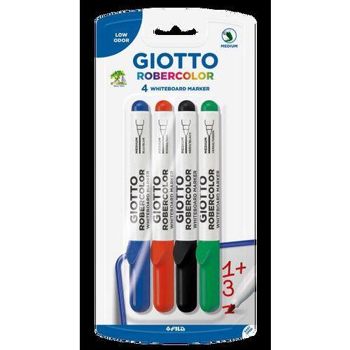 Illustration de : Pochette 4 feutres effaçables à sec pointe ogive moyenne - Giotto