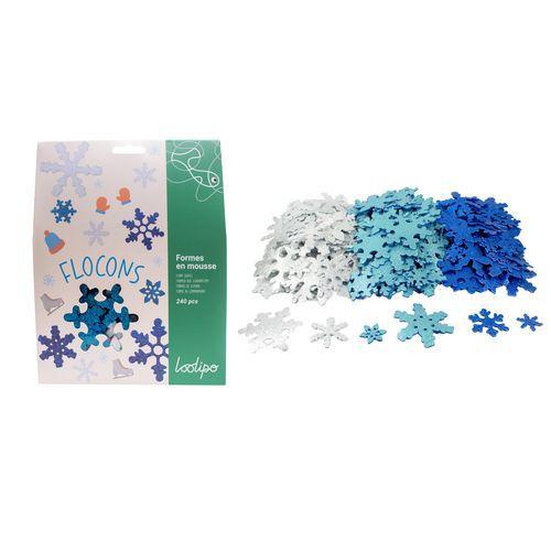 Illustration de : Lot de 240 flocons de neige en mousse pailletée