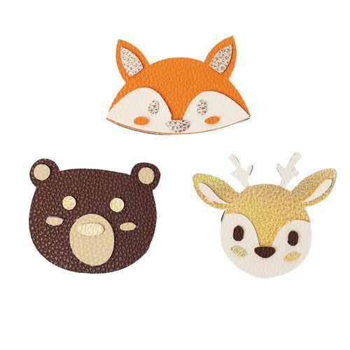 Illustration de : Assortiment 10 feuilles A4 simili cuir adhésif Forêt - Loolipo